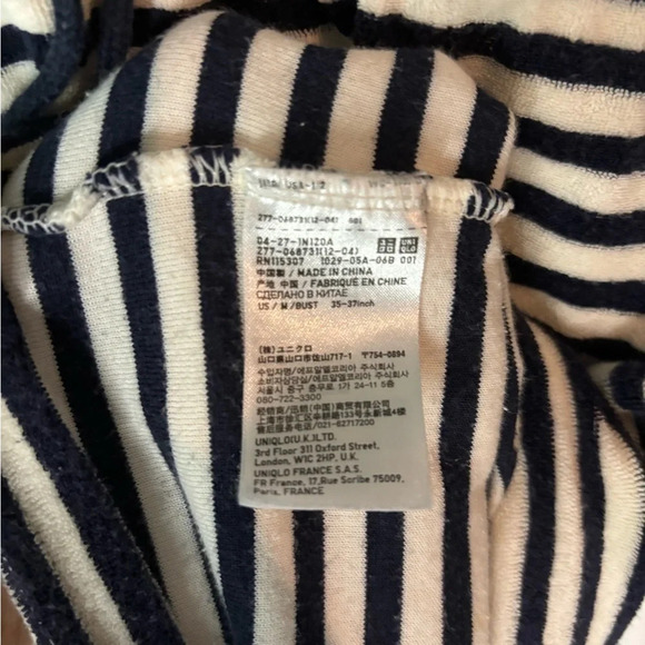 Uniqlo medium navy and white terry cloth striped dress with pockets & drawstring - Picture 2 of 6